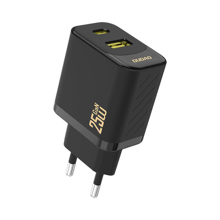 Dudao Dudao A26T GaN 25W USB - A en USB - C Snellader voor Stopcontact Zwart Hurtel 2