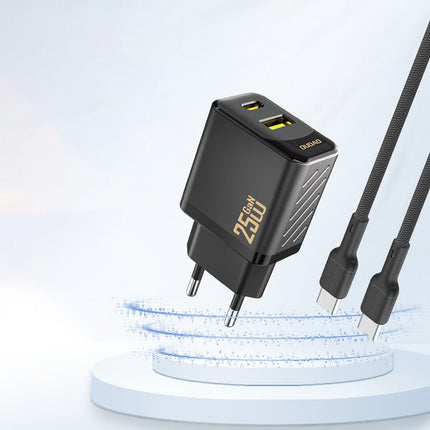 Dudao Dudao A26T GaN 25W USB - A en USB - C Snellader voor Stopcontact Zwart Hurtel 3