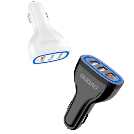 Dudao Dudao Autolader Snellader 3 x USB - A 18W (3.0 QC) Contraplug Zwart Hurtel 7