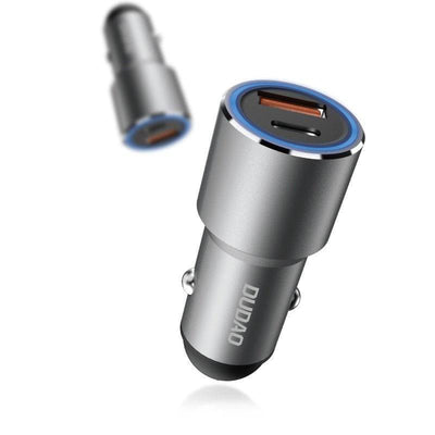 Dudao-Auto-Ladegerät Snell Charger USB-A und USB-C 22.5W (QC) Counttaplug Gray