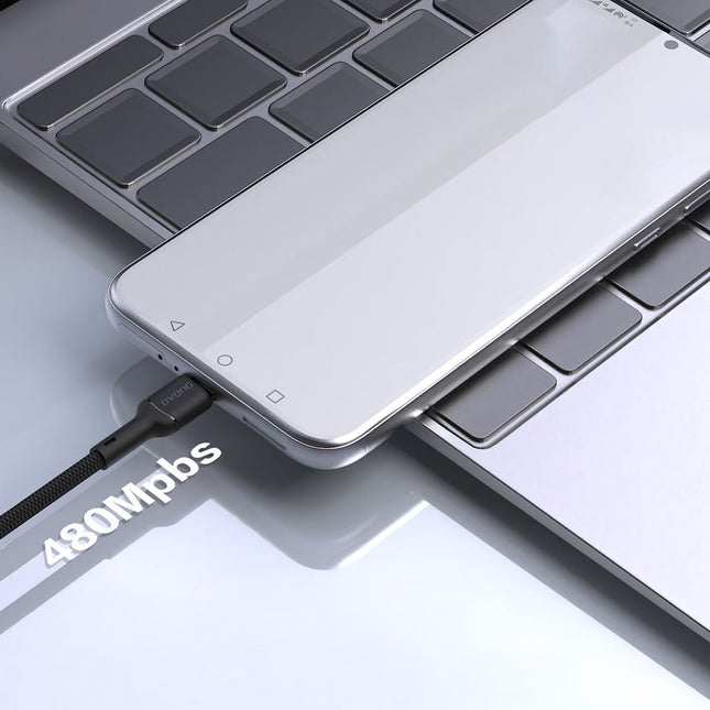 Dudao L9T 5A USB - A naar USB - C Kabel 1 Meter Gevlochten Katoen Snellader Zwart voor Smartphones en Tablets - VCTparts.nl