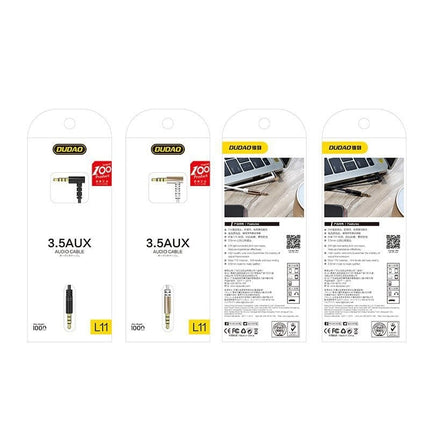 Dudao Rekbare Haakse AUX Mini Jack 3.5mm Veer Krulsnoer 100cm Zwart - VCTparts.nl