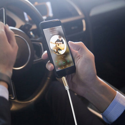 Dudao Rekbare Haakse AUX Mini Jack 3.5mm Veer Krulsnoer 100cm Zwart - VCTparts.nl