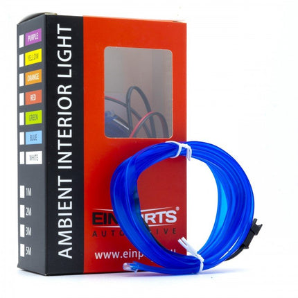 Einparts LED Ambient Interieurverlichting 2m Blauw - Universele 12V Auto Sfeerverlichting 360 Graden Dunne 2mm Strip Compleet Pakket - VCTparts.nl