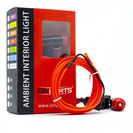 Einparts LED Ambient Interieurverlichting 2m Rood - Universele 12V Auto Sfeerverlichting 360 Graden Dunne 2mm Strip Compleet Pakket - VCTparts.nl