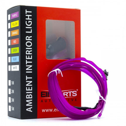 Einparts LED Ambient Interieurverlichting 3m Paars - Universele 12V Auto Sfeerverlichting 360 Graden Dunne 2mm Strip Compleet Pakket - VCTparts.nl