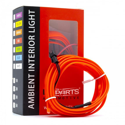 Einparts LED Ambient Interieurverlichting 3m Rood - Universele 12V Auto Sfeerverlichting 360 Graden Dunne 2mm Strip Compleet Pakket - VCTparts.nl