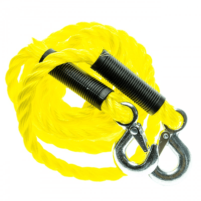 Einparts robustes Abschleppenkabel mit Haken und rote Fahne bis zu 3000 kg 4 Meter gelb