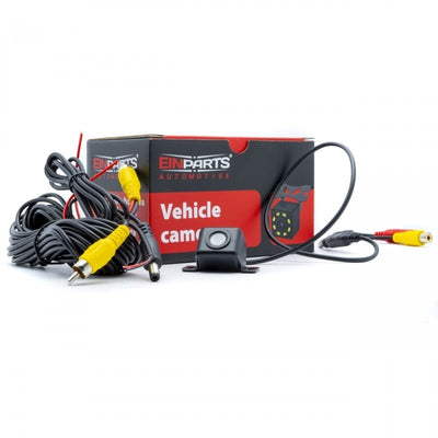 EinParts Universal Reversing -Kamera mit Verbindung und Lebensmitteln