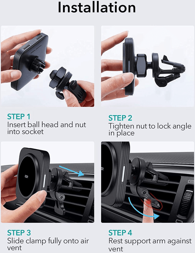 ESR ESR HaloLock Ventilatierooster Telefoonhouder Auto met Magneet Zwart Hurtel 2
