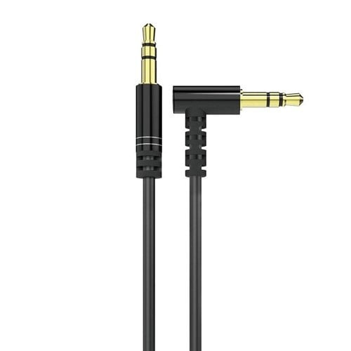 Dudao Rekbare Haakse AUX Mini Jack 3.5mm Veer Krulsnoer 100cm Zwart - VCTparts.nl