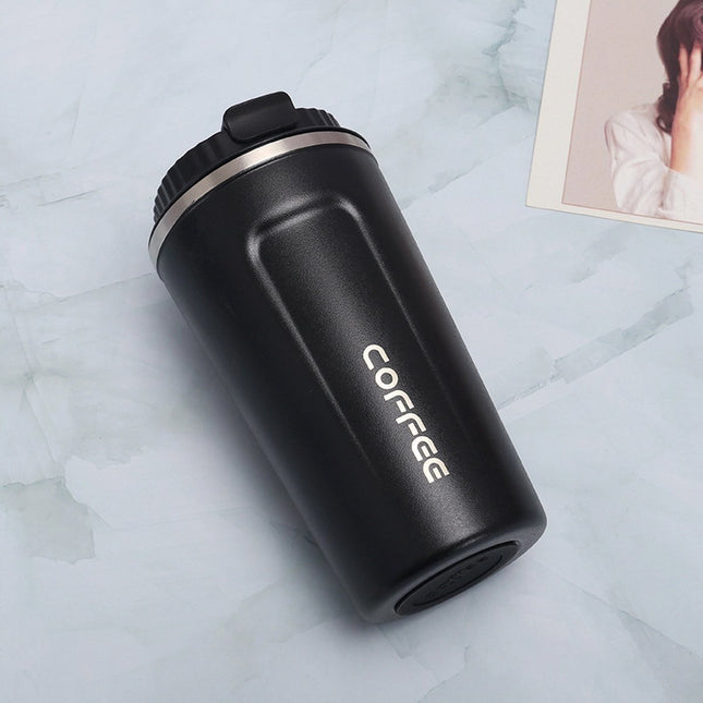 Hervulbare Thermo Koffiebeker Zwart 380 ml - Mok voor onderweg - VCTparts.nl