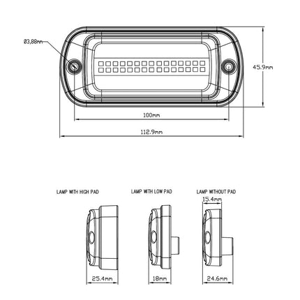 AEB LED Flitser 30 LEDs Blauw 12-24V ECE R65 Klasse 1 Opbouw Bevestiging - VCTparts.nl