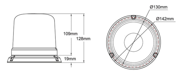 LED Flitslicht Oranje 3-Puntsbevestiging 12V 24V Zwaailamp R65 R10 IP65 - VCTparts.nl