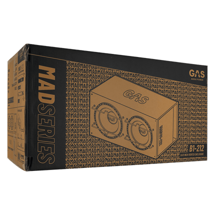 Gas Audio Power Gas Audio Power Gas Mad Level 1 Loaded Enclosure 2x12" voor Auto Geluidssystemen en Hoogwaardige Geluidskwaliteit Optimount 3