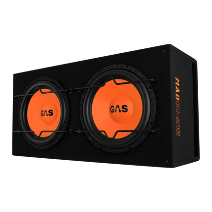 Gas Audio Power Gas Audio Power Gas Mad Level 1 Loaded Enclosure 2x12" voor Auto Geluidssystemen en Hoogwaardige Geluidskwaliteit Optimount 8