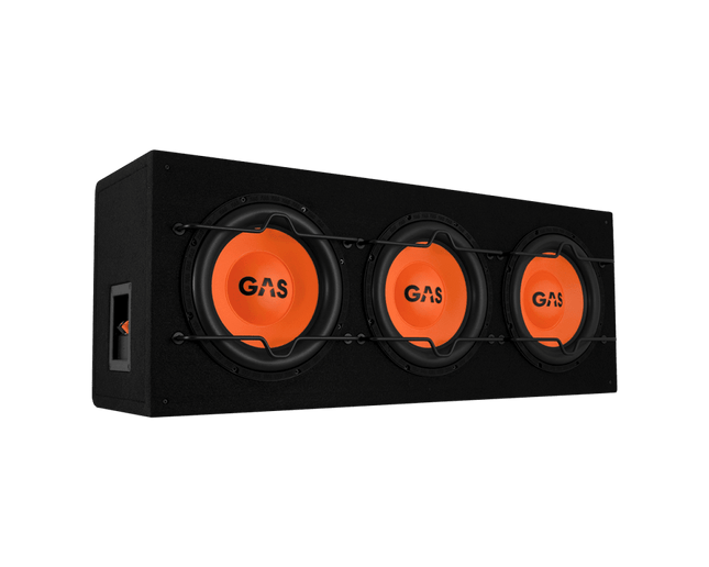 Gas Audio Power Gas Audio Power Gas Mad Level 1 Loaded Enclosure 3x10" voor Auto Geluidssystemen en Hoogwaardige Geluidskwaliteit Optimount 8
