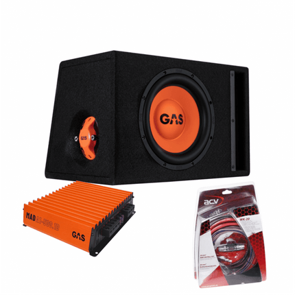 Gas Audio Power Gas Audio Power Gas Mad Subwoofer Set Mad B2 - 110 (gepoort) + Mad A1 - 500.1d + Wk - 20 voor Auto Geluidssystemen en Hoogwaardige Geluidskwaliteit Optimount 1
