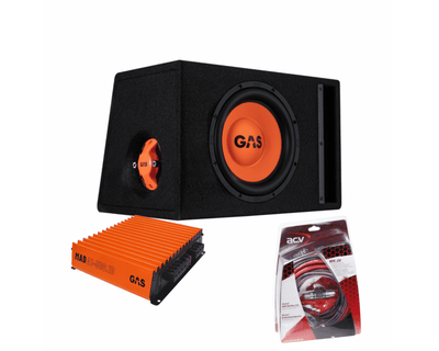 Gas Audio Power Gas Mad Subwoofer Set MAD B2-110 (POORT) + MAD A1-500.1D + Weltmeisterschaft 20 für Auto-Soundsysteme und qualitativ hochwertige Klangqualität