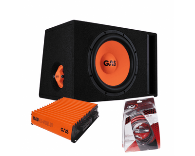Gas Audio Power Gas Mad Subwoofer Set MAD B2-112 (POORT) + MAD A1-500.1D + Weltmeisterschaft 20 für Auto-Soundsysteme und qualitativ hochwertige Klangqualität