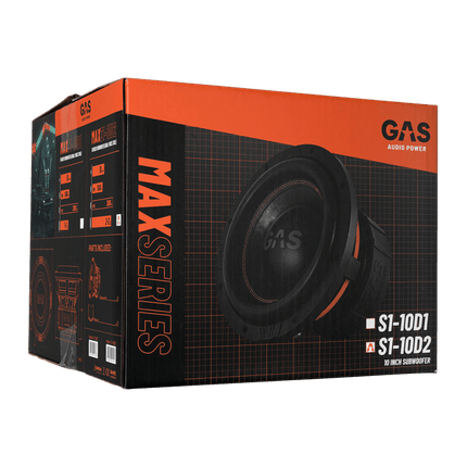 Gas Audio Power Gas Audio Power Gas Max Level 1 Subwoofer 10" 2x1 Ohm voor Auto Geluidssystemen en Hoogwaardige Geluidskwaliteit Optimount 5
