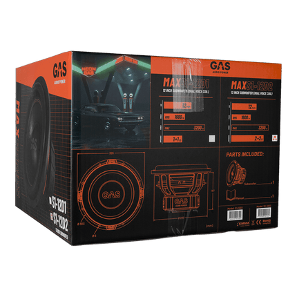Gas Audio Power Gas Audio Power Gas Max Level 2 Subwoofer 12" 2x2 Ohm voor Auto Geluidssystemen en Hoogwaardige Geluidskwaliteit Optimount 7