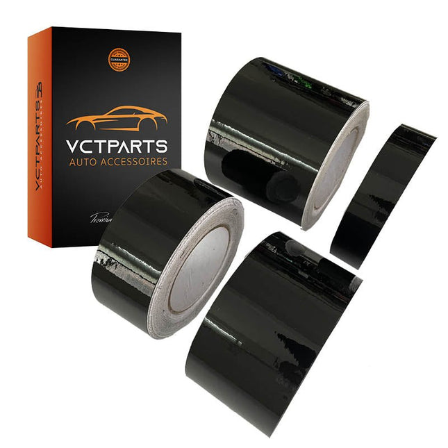VCTparts Glans Zwarte Dechrome Wrap Tape – Zelfklevend Vinyl voor Auto 3/5/7/10cm 10M – Chroom Verwijder Strip voor Raambekleding Pijler Daklijst Interieur NORGOS 1