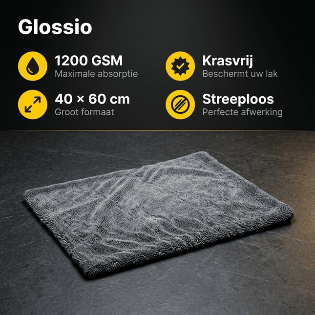 Glossio Glossio Absorberende Zachte Droogdoek voor een Streeploos Resultaat 1200gsm Medium (40 x 60cm) Grijs AMiO 2
