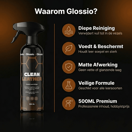 Glossio Glossio Clean Leather Premium Leer en Alcantara Reiniger 500ML – Voor een Dieptereiniging en Matte Afwerking Glansz 8