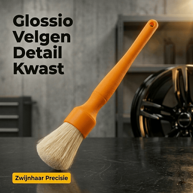 Glossio Glossio Extra Stevige Velgen Detail Kwast van Zwijnhaar voor Hardnekkig Vuil Oranje NORGOS 2