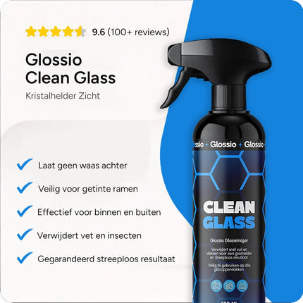 Glossio Glass Cleaner Premium Ruitenreiniger 500ML Krachtig Tegen Vuil voor een Glanzend Resultaat - VCTparts.nl