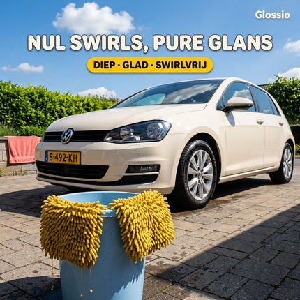 Glossio Glossio Auto Reinigings Washandschoen Washmitt met Absorberende Microvezel voor Streeploos Glansresultaat Geel AMiO 9