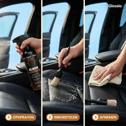 Glossio Glossio Clean Leather Premium Leer en Alcantara Reiniger 500ML – Voor een Dieptereiniging en Matte Afwerking Glansz 3