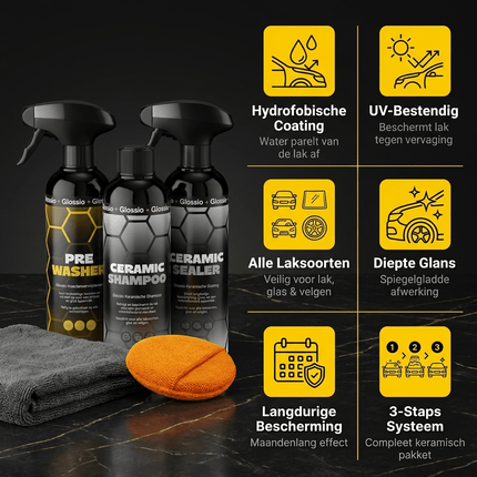 Glossio Glossio Combideal Ceramic Bescherming – Keramische Coating Set met Pre - Wash, Ceramic Shampoo en Ceramic Sealer Combideal 8