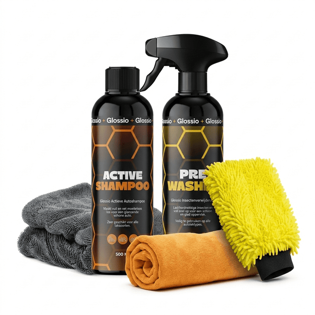 Glossio Glossio Combideal Starterspakket Buiten Complete Wasset met Pre - Wash Shampoo Washandschoen en Droogdoek voor een Vlekkeloos Resultaat Combideal 1