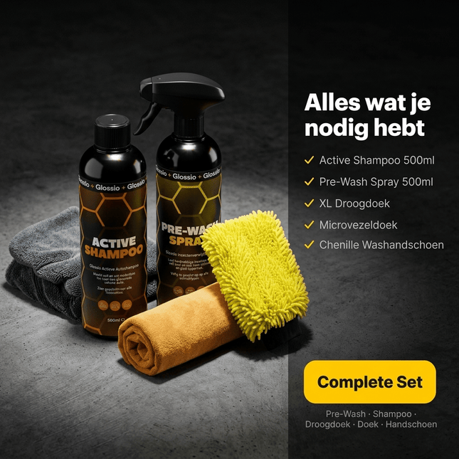 Glossio Glossio Combideal Starterspakket Buiten Complete Wasset met Pre - Wash Shampoo Washandschoen en Droogdoek voor een Vlekkeloos Resultaat Combideal 2