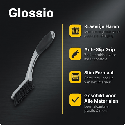 Glossio Glossio Medium Interieur Detail Kwast – Krasvrije Auto Detailing Borstel Grijs AMiO 3
