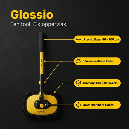 Glossio Glossio Telescopische Wasborstel Set – Inclusief 3 Verwisselbare Microvezel Pads (46 - 100 cm) AMiO 7