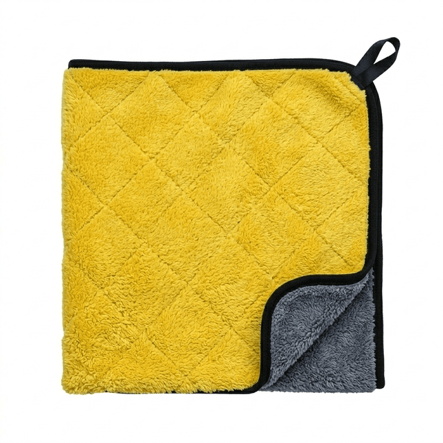 Glossio Glossio Ultra Dry Microvezel Droogdoek Geel/Grijs 30x40cm 950gsm voor Snel en Vlekkeloos Drogen AMiO 1