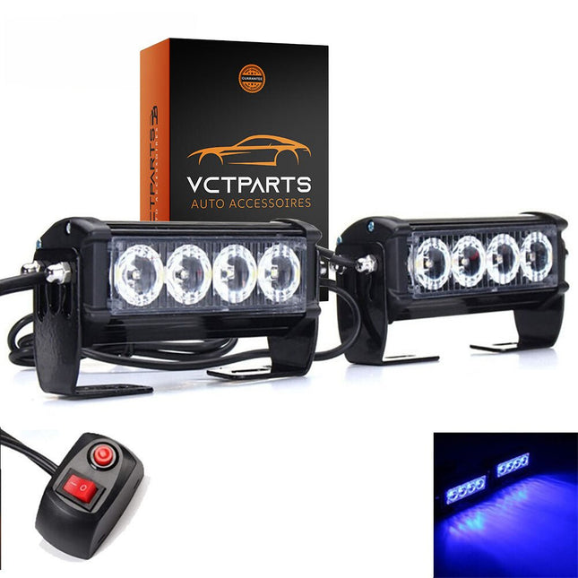 Grill Flitsers Blauw LED Stroboscoop Zwaailichten – Professionele Bumperflitsers voor Hulpdiensten en Offroad - gebruik - VCTparts.nl