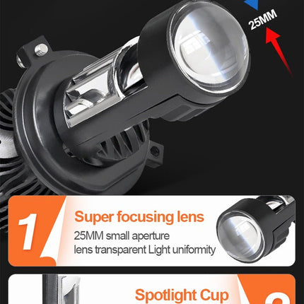 VCTparts H7 LED Motor Koplamp met Projector Lens (1 stuk) – Mini Turbo Fan Canbus Bi - Beam Grootlicht en Dimlicht 6000K Helder Wit Motor LED Verlichting NORGOS 7