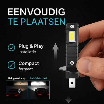 HaloVision HaloVision Turbo LED Groot Licht + Koplampen H7 + H1 – 25W 30000Lm 6000K Helder Wit – Canbus Plug en Play Dimlicht + Grootlicht LED Set van 4 Autolampen Combideal 7