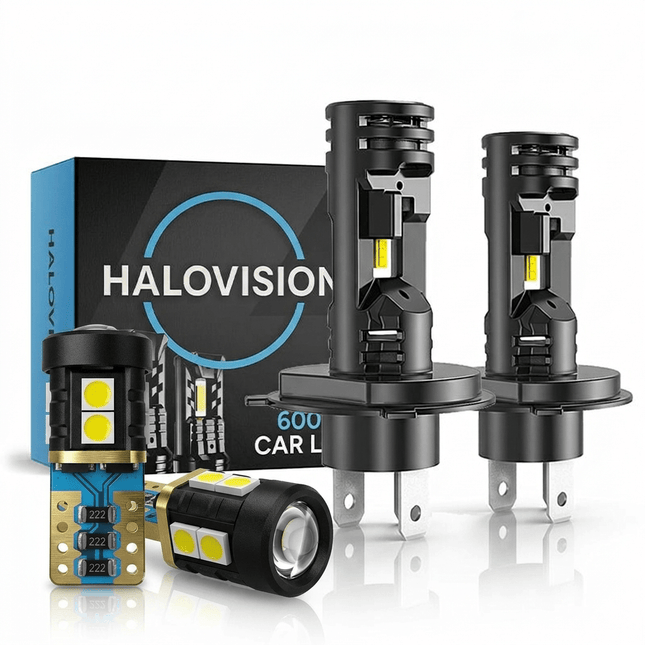 HaloVision HaloVision Turbo LED Koplamp H4 + T10 W5W Bundel 6000K Helder Wit - Canbus Plug en Play Dimlicht Grootlicht Stadslicht DRL Interieur en Kenteken LED Set HaloVision 1