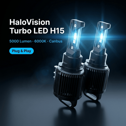 HaloVision HaloVision Turbo LED Koplampen H15 – 25W 5000Lm 6000K Helder Wit - Canbus Plug and Play DRL Grootlicht LED Set van 2 Autolampen HaloVision 3