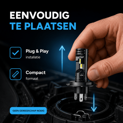 HaloVision HaloVision Turbo LED Koplampen H4 – 25W 5000Lm 6000K Helder Wit – Canbus Plug en Play Dimlicht Grootlicht LED Set van 2 Autolampen HaloVision 10