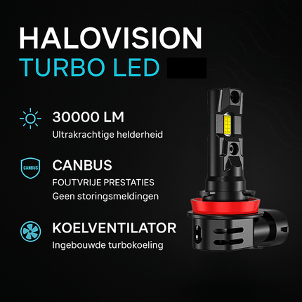 HaloVision HaloVision Turbo LED Koplampen H4 en HB4 9006 - 25W 30000Lm 6000K Helder Wit Combideal LED Set Dimlicht en Mistlicht Combideal 7