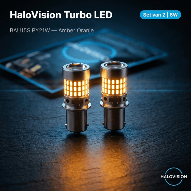 HaloVision HaloVision Turbo LED BAU15S PY21W Amber Oranje 6W - Canbus Knipperlicht Lampen Set van 2 voor Richtingaanwijzers 12V Plug en Play HaloVision 2