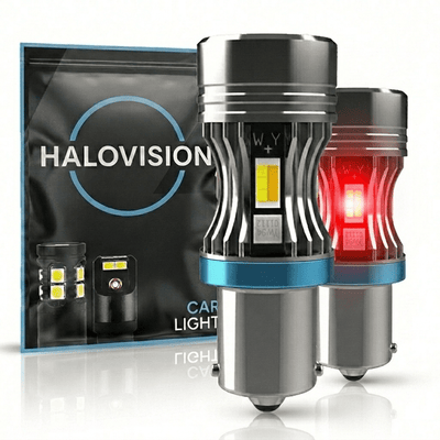 HaloVision Turbo LED BAY15D PY21W Hellrot 30W - Leistungsstarkes Canbus Plug & Play Rücklicht und Bremslicht LED Set mit 2 Kfz-Lampen