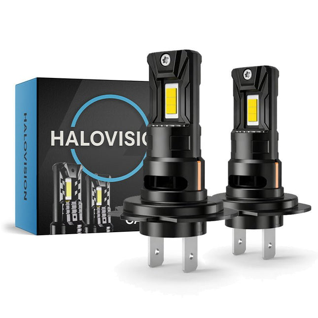 HaloVision Turbo LED Koplampen H7 – 12v - 24v 25W 30000Lm 6000K Helder Wit – Canbus Plug en Play Dimlicht Grootlicht LED Set van 2 Autolampen - VCTparts.nl