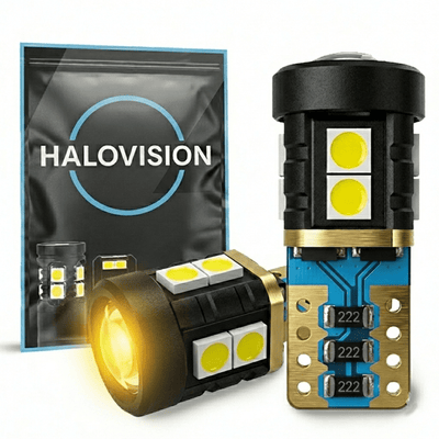 HaloVision Turbo LED T10 W5W Amber Orange – Canbus Plug & Play Seitenmarkierungsleuchte Blinker und Retro Tagfahrlicht Set mit 2 Stück